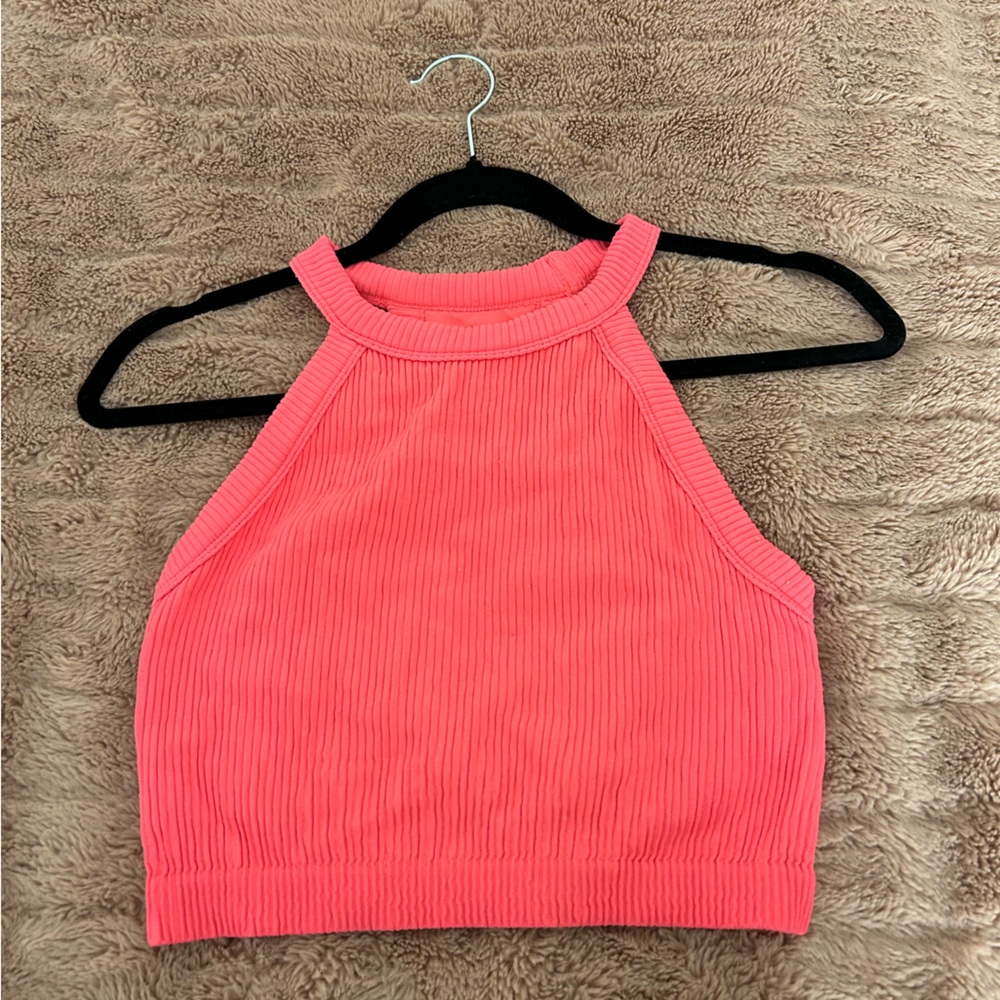 Aerie Vibrant Pink Ribbed Crop Top